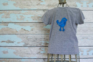 Sky Blue Bird on Gray Crew