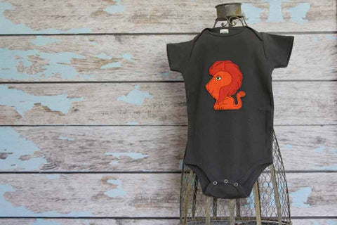 Red Lion on Charcoal Organic Onesie