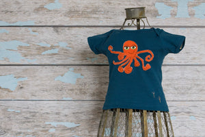 Orange Octopus on Cerulean Laptee