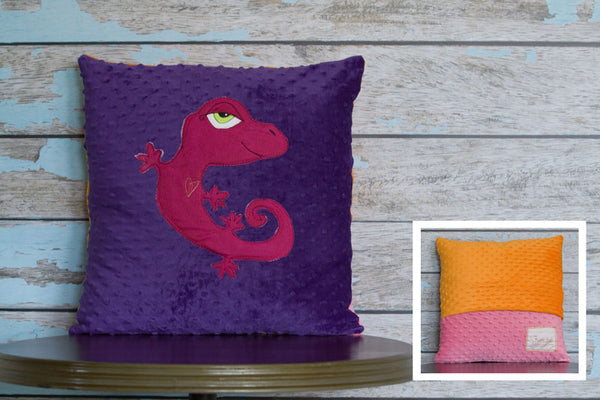 Ainsley Appliqued Gecko Minky Pillow