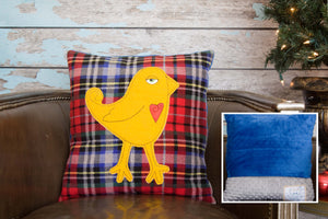 Alden Appliqued Bird Minky Pillow