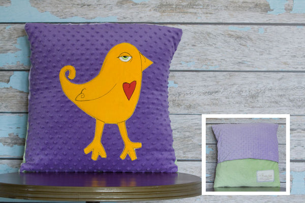 Ava Appliqued Bird Minky Pillow