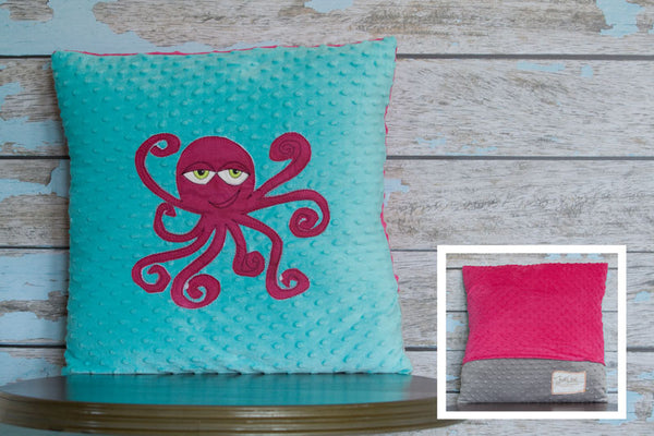 Cooper Appliqued Octopus Minky Pillow