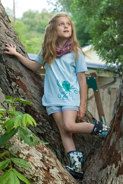 Sky Blue Printed Octopus Tee