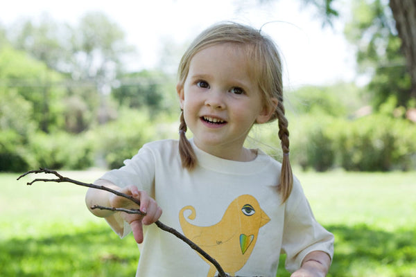 Natural Printed Bird Crew
