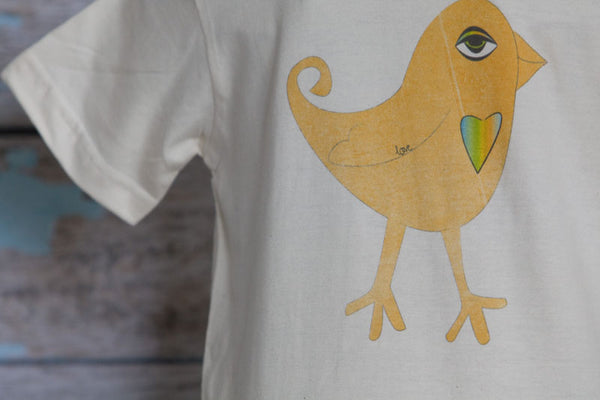 Natural Printed Bird Crew