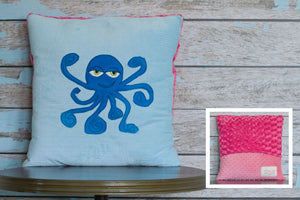 Emma Appliqued Octopus Minky Pillow