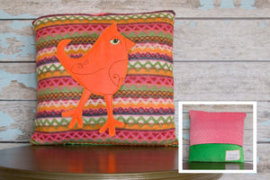 Fiesta Appliqued Mohawk Bird Pillow