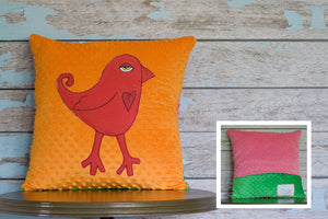 Indiana Appliqued Bird Minky Pillow