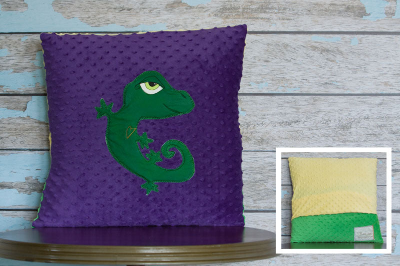 Kalli Appliqued Gecko Minky Pillow