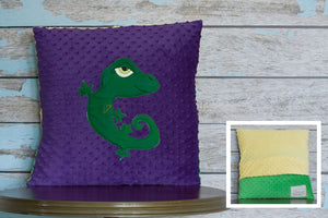 Kalli Appliqued Gecko Minky Pillow