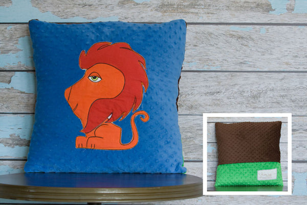 Leo Appliqued Lion Minky Pillow