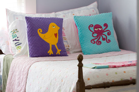 Cooper Appliqued Octopus Minky Pillow