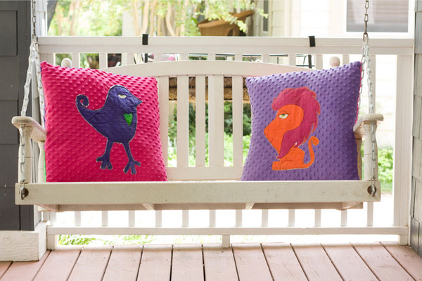 Reese Appliqued Lioness Minky Pillow