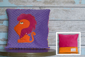 Reese Appliqued Lioness Minky Pillow
